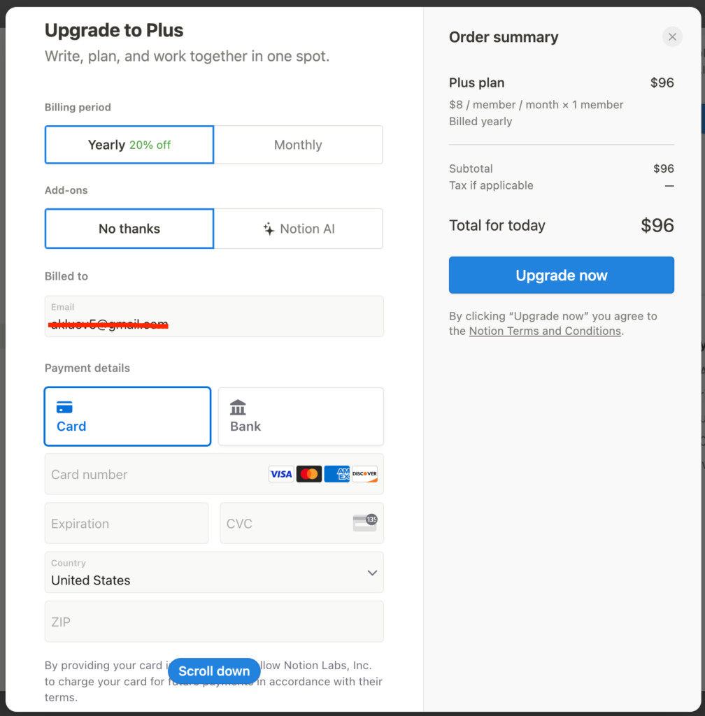 Notion оплата из РФ